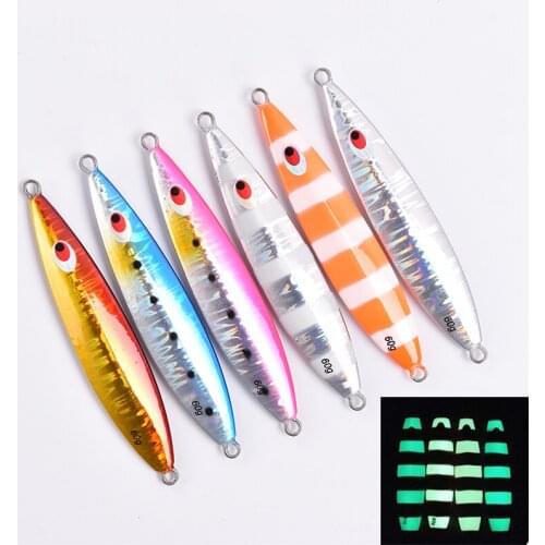 6pcs long casting far shot boat jig lures culter fish jewfish metal artificial iron plate fish jiging 60G