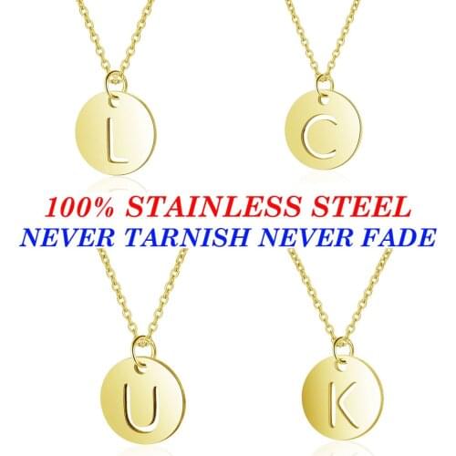 AAAAA Quality 100% Stainless Steel Gold Filled A-Z Initial Name Charm Necklace for Women Wholesale Super Fashion Charm Jewelry