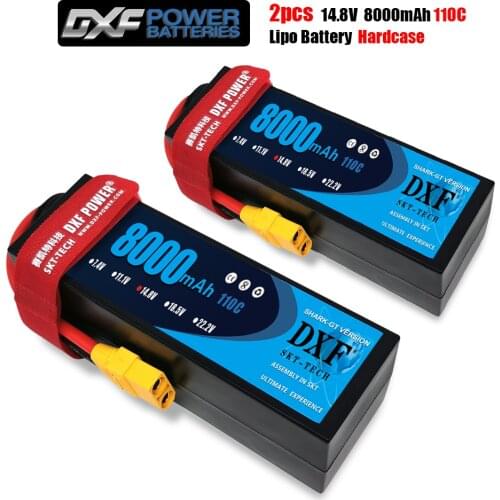 DXF Hardcase Battery Lipo 4S 8000mAh 14.8V 110C/220C Deans/XT60/XT90/EC5/XT150 Plug for 1/8 1/10 Buggy Tuggy RC Car Off Road