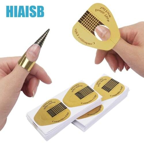 Acrylic Tips Nail Form Mold Paper Tools For Poly Extension UV Gel DIY Art Salon Template Horseshoe Nail Form Sticker 100PCS