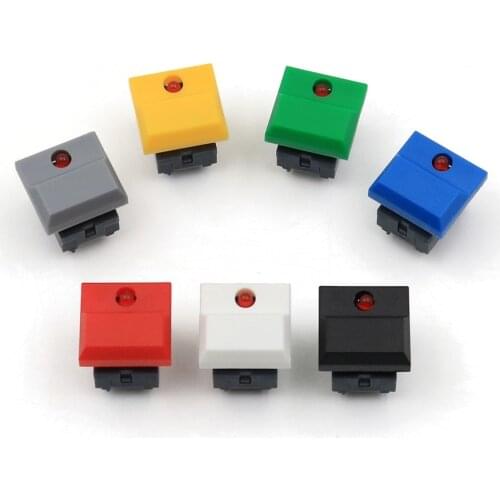 10Pcs PB86-B1 Large Cap Red LED 6Pin Momentary SPDT Square Push Button Switch For Stage Control Equipment