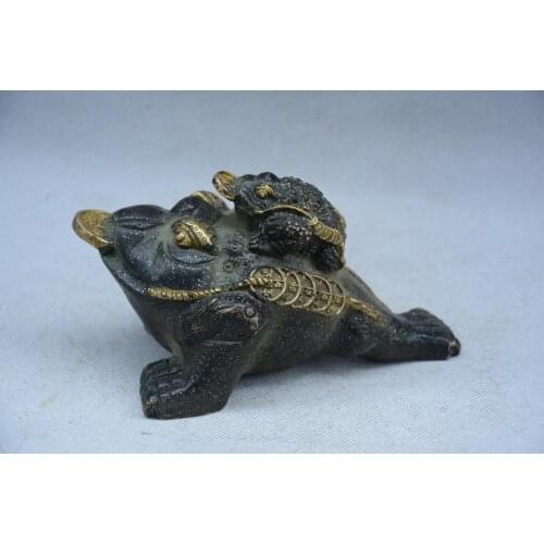 Rare Old Chinese QingDyansty bronze toad send to money Statue, best collection adornment,free shipping