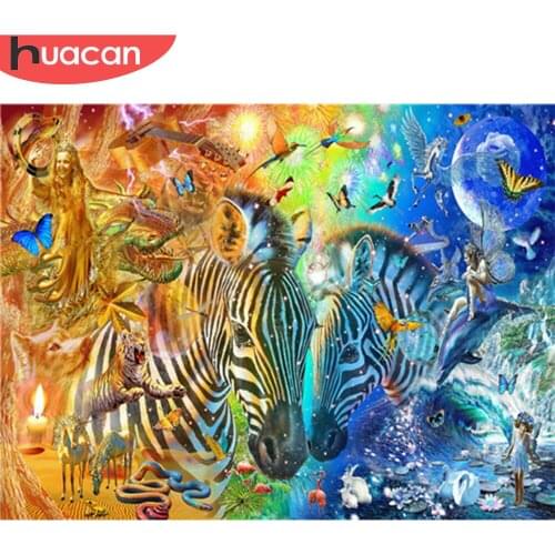 HUACAN 5d Diamond Painting Full Drill Square Zebra Embroidery Diamond Mosaic Sale Animal Home Decoration