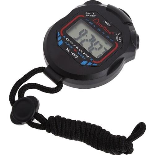 Classic Digital Handheld LCD Chronograph Sports Stopwatch Timer W/string Supplies
