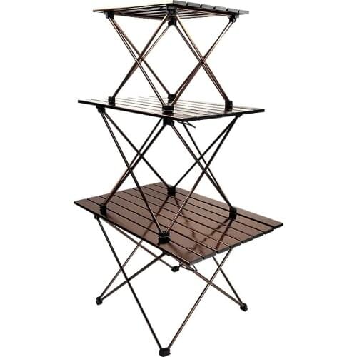 Brown Folding Camping Table Portable Beach Table - Collapsible Folding Picnic Table in a Bag