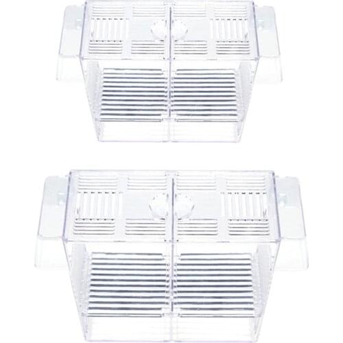 Fish Breeding Box Clear Isolation Box Aquarium Hatchery Incubator with Suction Cups for Newborn Shrimp Guppy 2 Sizes