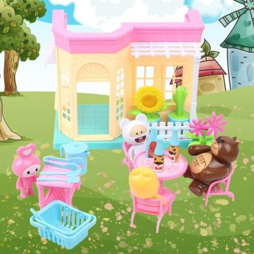 Forest Family 1/12 BBQ Mini Flower Pot Panda Squirrel Animal Doll Bunny Picnic Set Game House Girl Doll House Gift
