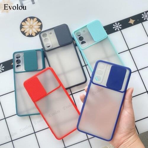 Matte Shockproof Slide Bumper Case for Samsung S21 FE S20 Ultra S20+ S20FE Candy Color Camera Lens Protection Back Cover Shell