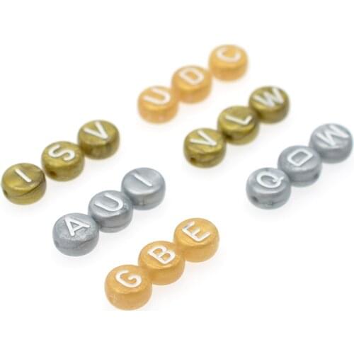 Matte Gold Copper Silver color Round Beads Mixed Alphabet Letter Beads for Loose Spacer Beads Charms English DIY Gift