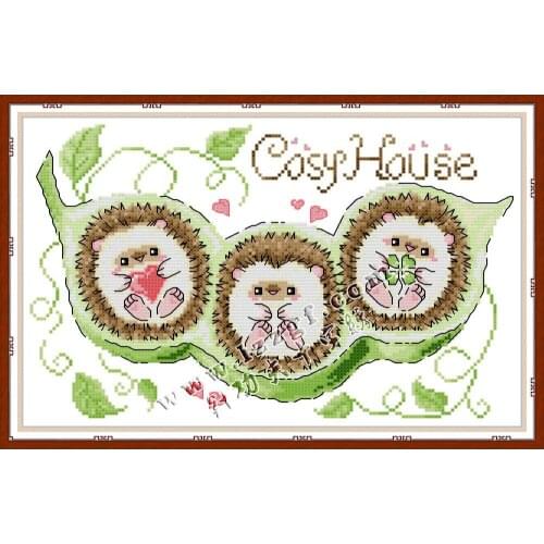 Everlasting Love Pea House Chinese Cross Stitch Kits Ecological Cotton Printed 14CT 11CT Gift Wedding Decoration For Home