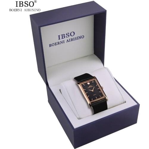 IBSO Brand Mens Watch Set with Blue Box Casual Rectangle Quartz Wristwatch for Man Clocks Relogio Masculino Dropshipping