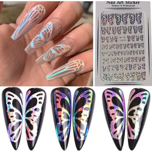 3D large Butterfly Nail Art Stickers for nails manicure Sliders accessories Adhesive Transfer Foils Decals Wraps Decorations