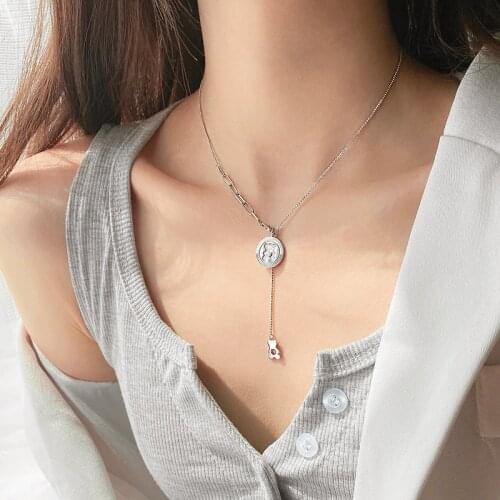 Sterling Silver 925 Jewelry with Bear Round Brand Tassel Necklace 2021 New Clavicle Chain for Women Party Gifts Wholesale