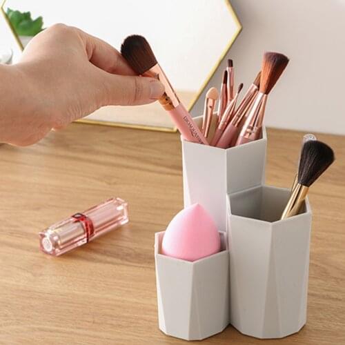 3 In 1 Makeup Brush Storage Box Brush Bucket Pen Holder Eyebrow Pencil Cosmetic Storage Box Brushes Makeup Brush Bucket