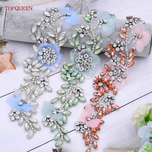 TOPQUEEN S419 Wedding Belts Rhinestone Flower Belt for Party Dresses Belts Elegant Womens Formal Dresses Belt Maternity Belt