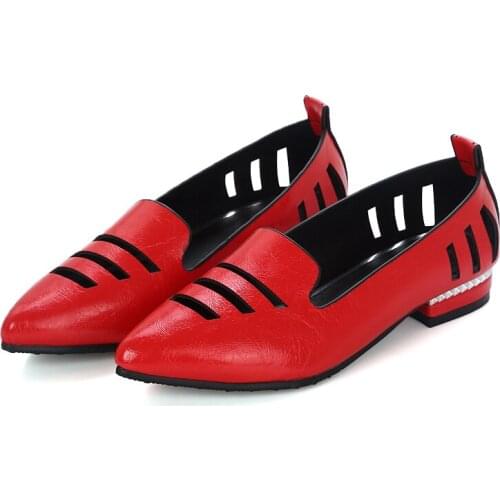 PQECFS Big size 31-48 high quality spring & autumn fashion women solid sweet cut-outs oxfords shoes 4 colors