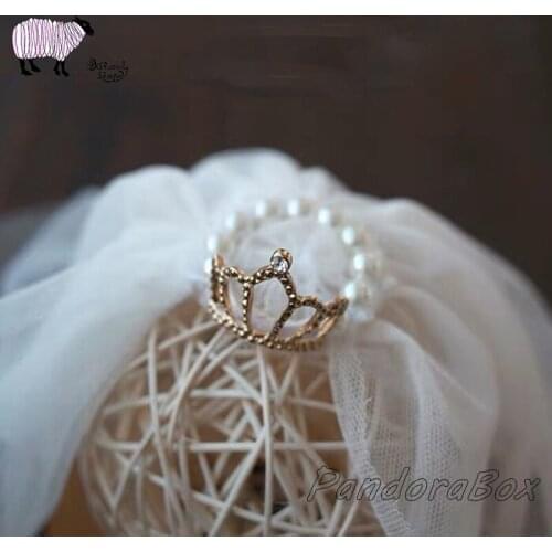 Newborn Photography Props Baby Girl Wedding Headdress with Bracelet for Photo Shoot Studio Props New born fotoshoot Accessories