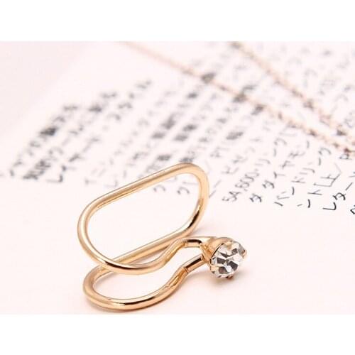 MISANANRYNE Fashion Pearl Star Punk U-Shaped Cartilage Ear Clip on Earrings Cuff Earrings No piercing-Clip Crystal Jewelry