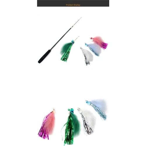 5PC Replacement Cat Feather Toy Cat Stick With Bell Cat Feather Teaser Wand Pet Kitten Interactive Toy Retractable Fishing Road
