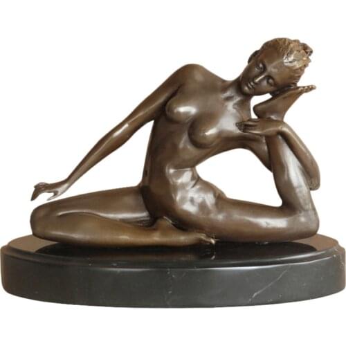 Yoga Nude Girl Bronze Statue Modern Fitness Female Sculpture Erotic Naked Woman Figurine Art Decoration Anniversary Gifts