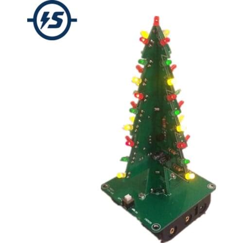 Three-Dimensional 3D Tree LED DIY Kit Red/Green/Yellow LED Flash Circuit Parts Electronic Fun Suite Gift