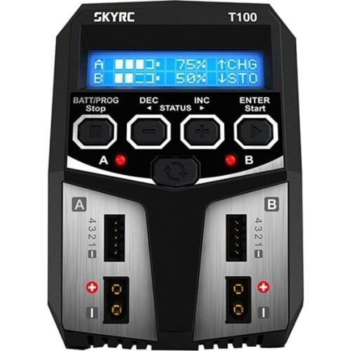 SKYRC T100 Dual Balance Charger 5A 100W AC100-240V XT60 Plug Dual Channel Charger for RC Car Boat Helicopter Airplane Charger