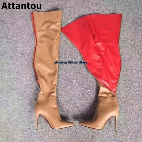 Fashion inspired over the knee gladiator boots thin high heels women designer soft leather winter high heel shoes