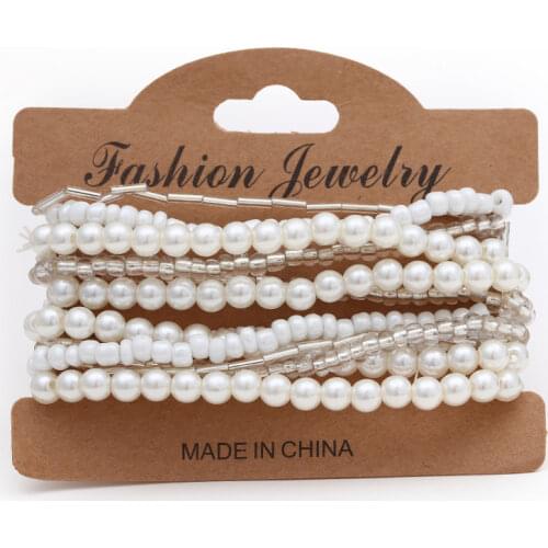 ZOSHI Simulated Pearl Beaded Bracelets for Women Golden Starfish Pendant Charms Bracelet Set Bohemia Summer Jewelry Gifts