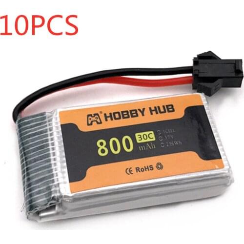 10pcs /lot 3.7V 800mAh 30c Lipo Battery with SM plug 902540 For RC Quadcopter Drone Spare Part