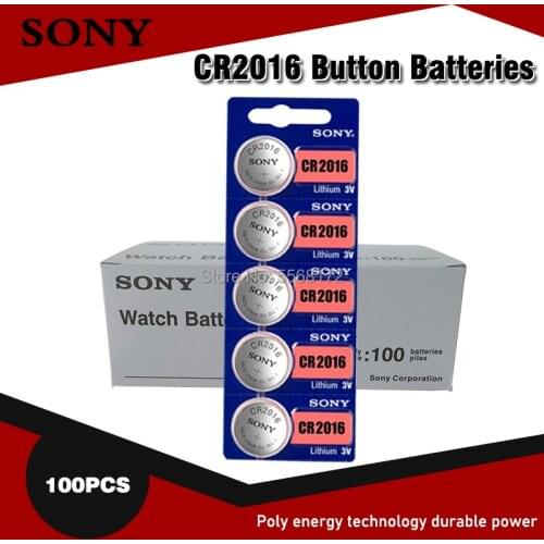 100PC SONY cr2016 Lithium Battery 3V Li-ion Button Battery Watch Coin Cell Batteries cr 2016 DL2016 ECR2016 BR2016 For Watch