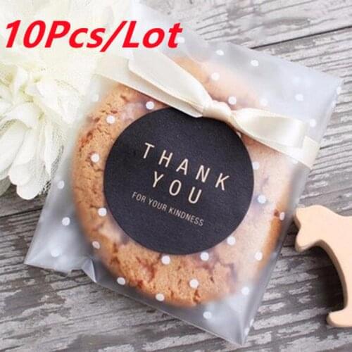 100pcs/lot Translucent Dots Plastic Cookie Packaging Bags Cupcake Wrapper Self Adhesive Bags Birthday Party Wedding Decorations