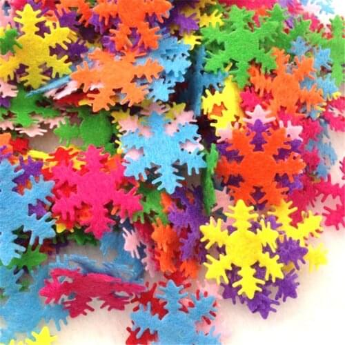 100pcs Padded Felt Mix Color Snowflake Appliques Craft Kids Doll Lots E275
