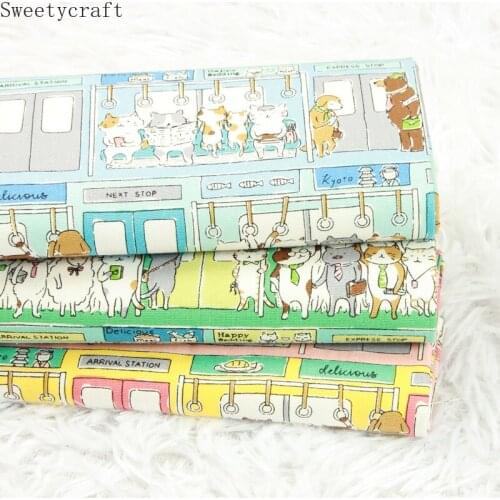 110x45cm Thin cotton fabric by Yard Cat Fish printed Cloth DIY Handmade Sewing Bag Patchwork Material Accessories Home Textile