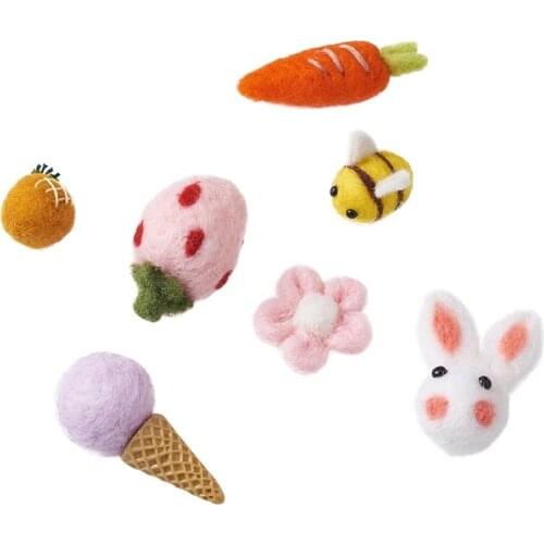 14pcs/set Carrots Animal Wool Felt Poke Craft Decorative DIY Cute Decorations Kids Hairpins Brooch Wool Felting Making Supplies