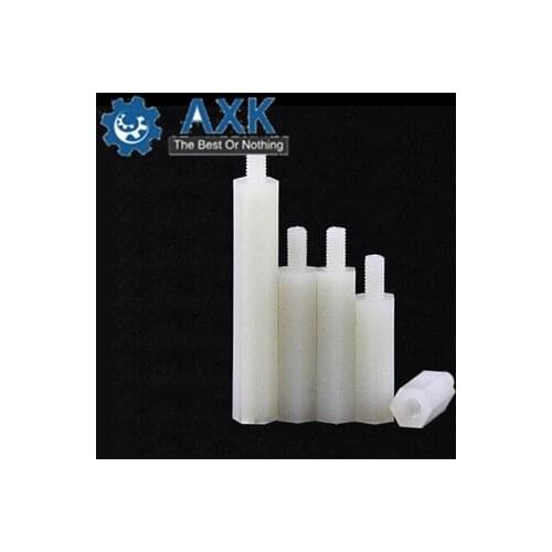 200Pcs M2/M2.5*L+6mm Thread White & Black Spacing Screw Plastic For PCB Motherboard Fixed Nylon Standoff Spacer Pillar