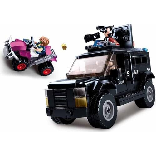 293Pcs City Police SUV Vehicle Car Models Educational Building Blocks Toys For Boys DIY Birthday Small Bricks Holiday Presents