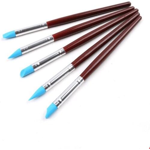 3mm/8mm 5pcs Rubber Silicon Tip Paint Brushes Clay Sculpture Shaping Modeling Tools Rubber Tip Paint Brushes for Paint Carve