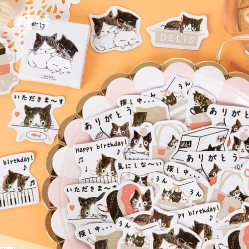45 pcs Kawaii Cat Sticker Creativa Journal Scrapbook Stickers Pattern School Supplies Travel DIY Decoration Stationery Stickers