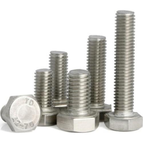 5-50pcs M3 M4 M5 M6 M8 A2-70 304 Stainless Steel Metric Thread DIN933 External Outside Hex Hexagon Head Cap Screw Bolt L=6-65mm