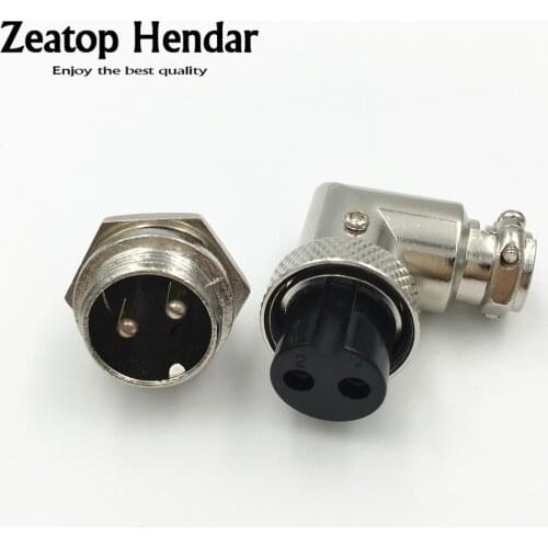 5 Set GX16 90 Degree Right Angle M16 XLR 16mm Elbow 2 Pin Female Plug Male Chassis Mount Socket Screw Type Aviation Connector