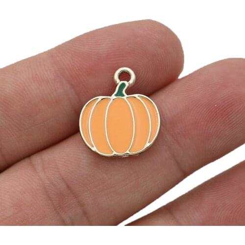 5PCS Gold Color Enamel Orange Pumpkin Charms Pendants for Jewelry Making Bracelet Necklace DIY Earrings Handmade Craft