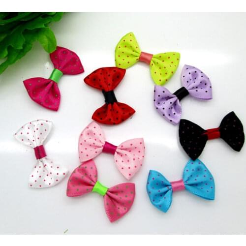 50pcs Mixed Baby Satin Ribbon Dots Bowknot Hair Clips Applique DIY Craft Wedding Bow Tie Scrapbooking Decoration 3.5x2.2cm