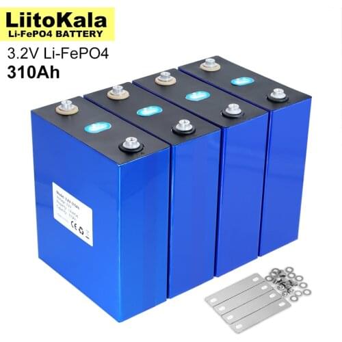Liitokala 3.2V 310Ah Lifepo4 Rechargeable Battery Lithium Iron Phosphate Travel Solar RV Cell 12v 24v 36V Cell US/EU Tax Free