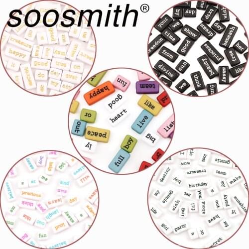 Acrylic BeadsRectangle English Vocabulary Loose Spacer Beads For Jewelry Making Handmade Diy Bracelet Necklace