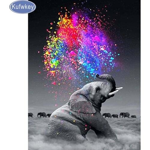 5D DIY diamond embroidery Elephants and rainbow diamond painting Cross Stitch full square Rhinestone mosaic home decoration art