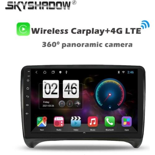 360 Panoramic Camera Carplay 6G+128G Android 10.0 Car DVD Player GPS Map WIFI Bluetooth RDS Radio For Audi TT 2 8J 2006 - 2014
