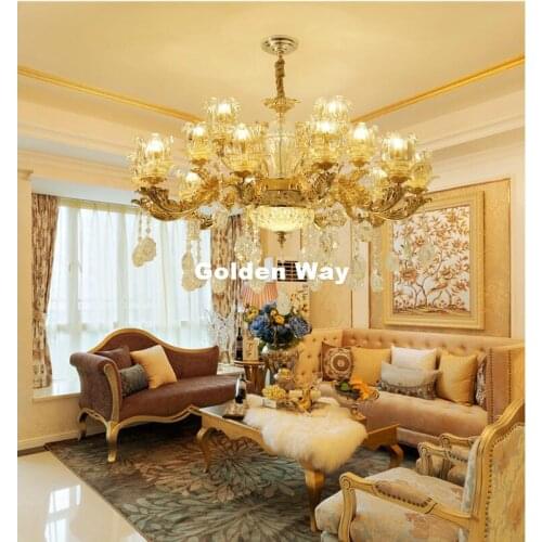 Free Shipping Crystal Lights Crystal Chandeliers Gold Pendant Lamp Dining Room Living Lobby lamp Lighting E14 LED AC Candle Bulb