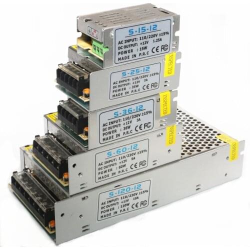 1A 2A 3A 5A 10A DC12V Switch Power Supply Led Strips Lights Led Tape Matte Aluminum Power Adapter