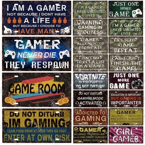Play The Game Fans Vintage Metal Poster Gaming Room Decor Retro Shabby-Chic Tin Signs Plate 15x30cm