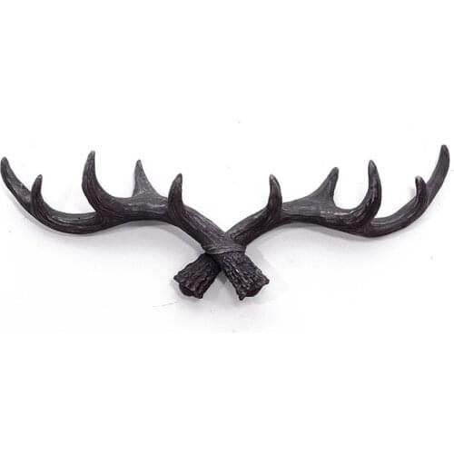 European Retro Style Antlers Decorated Wall Hanging Coat Hook Clothing Coat Sundries Tools Hanger Wall Mounts Room Shelf Racks